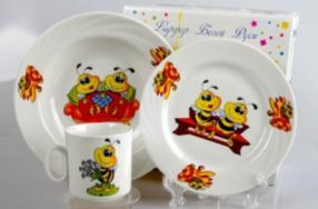 ф0466 Детский набор посуды 3пр Пчелы (200,170,200)